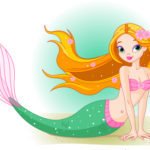 Vector illustration of a cute mermaid girl